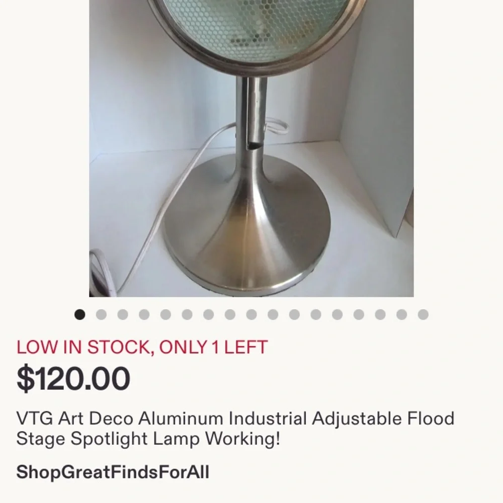 Art Deco Industrial Machine Age Modernist Space Age Electric Metal Lamp Pls Read